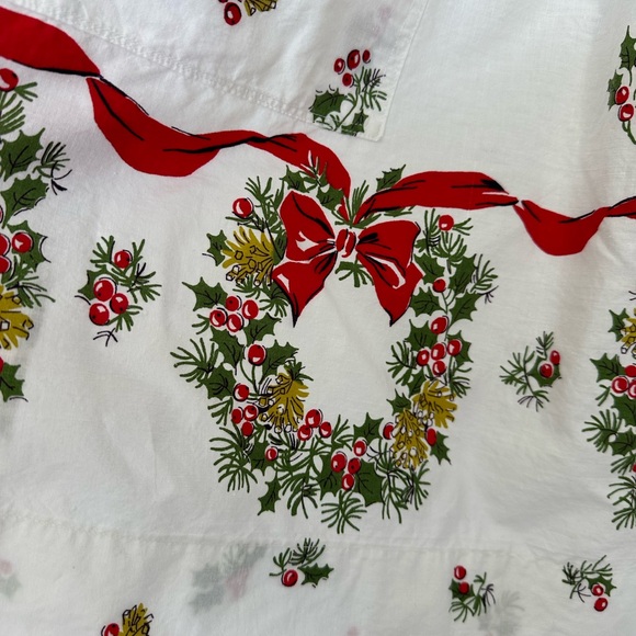 Vintage 1950s Hostess Half APRON Christmas Bells Wreaths & Holly - Picture 4 of 11